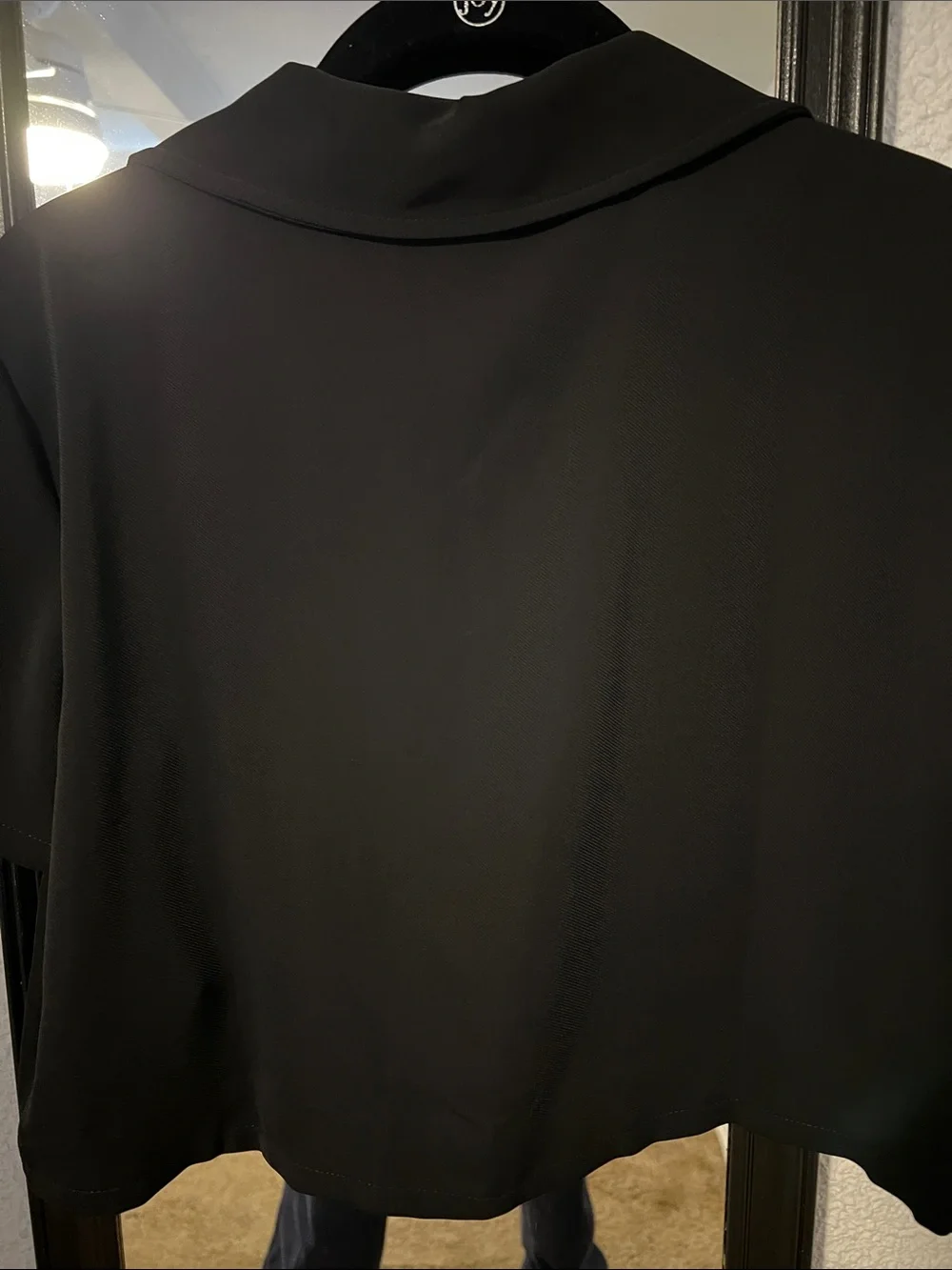 Calvin Klein Black Cropped Button-Front Top - Picture 3 of 12